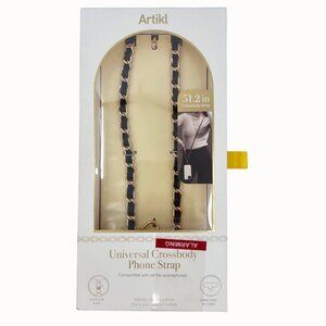 NIP ARTIKL UNIVERSAL CROSSBODY PHONE STRAP 51.2" CHAIN STRAP BLACK GOLD